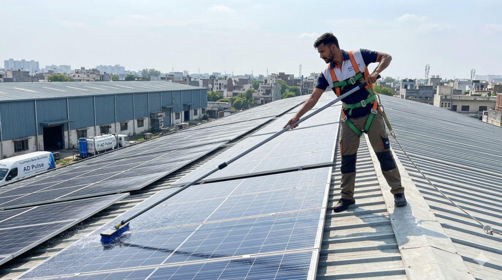 Professional solar panel cleaning Ludhiana using eco-friendly pure water method